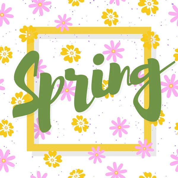 Tarjeta de felicitación con signo Primavera — Vector de stock