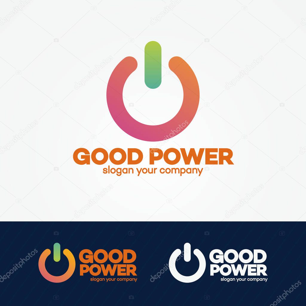 Power logo set modern colorful style design template perfect for your branding identity. Energy switch logo. Vector Illustration