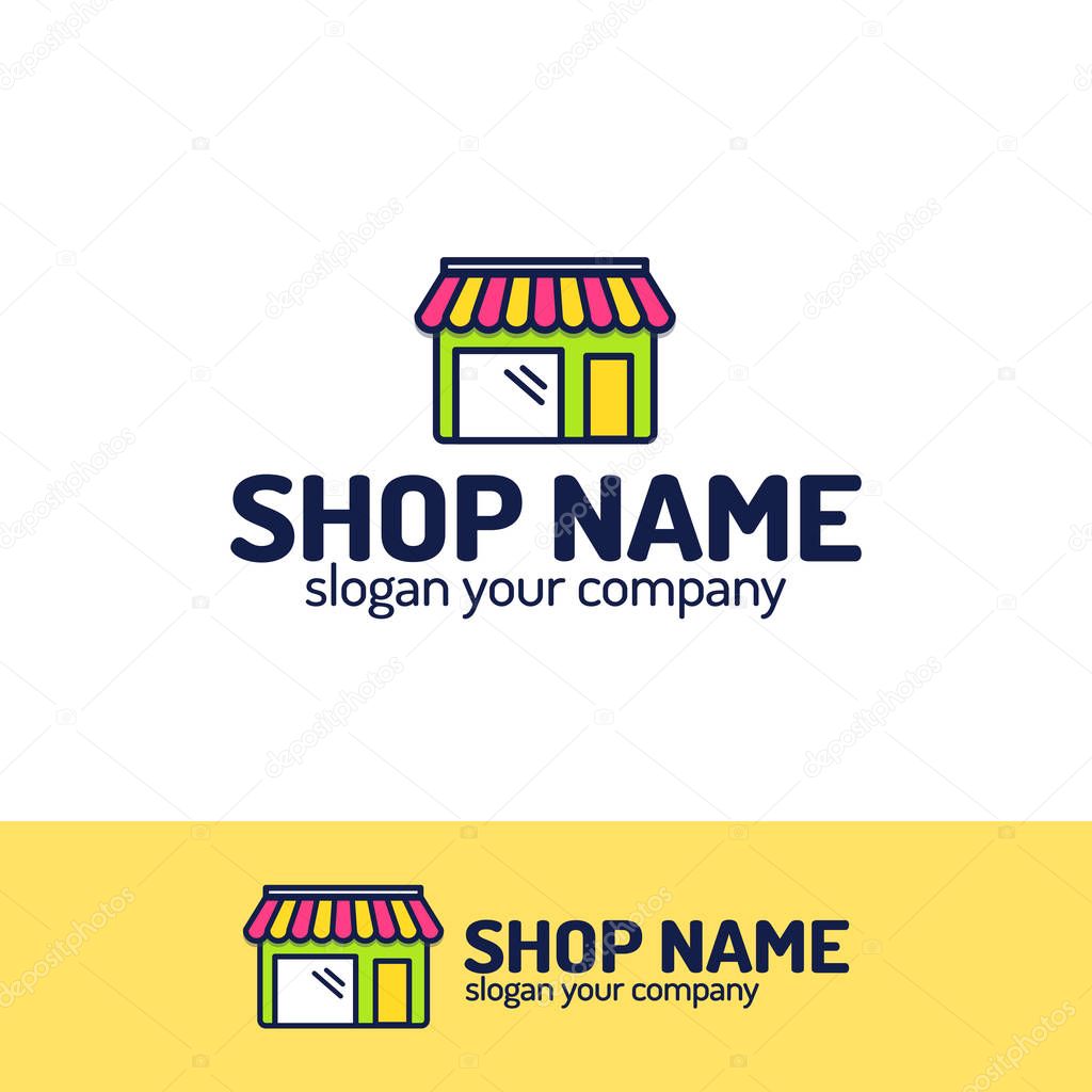 Shop logo set consisting of shopping store color style for your fashion store, on line shop etc. Vector Illustration