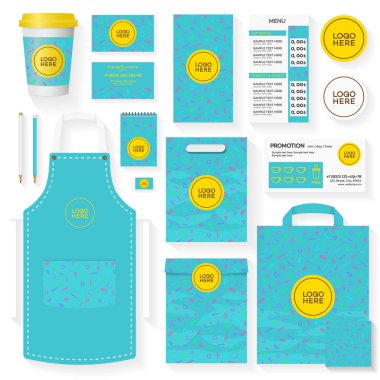 Kahve Dükkanı kimlik şablon Turkuaz rengi ayarla