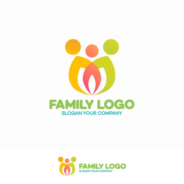 Logo rodziny składające się z prostych kształtów Mama, Tata i dziecko — Wektor stockowy