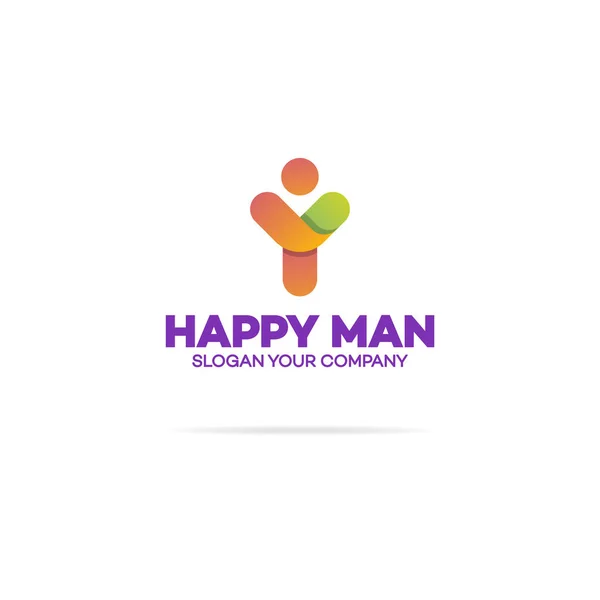 Logotipo humano feliz com homem silhueta —  Vetores de Stock