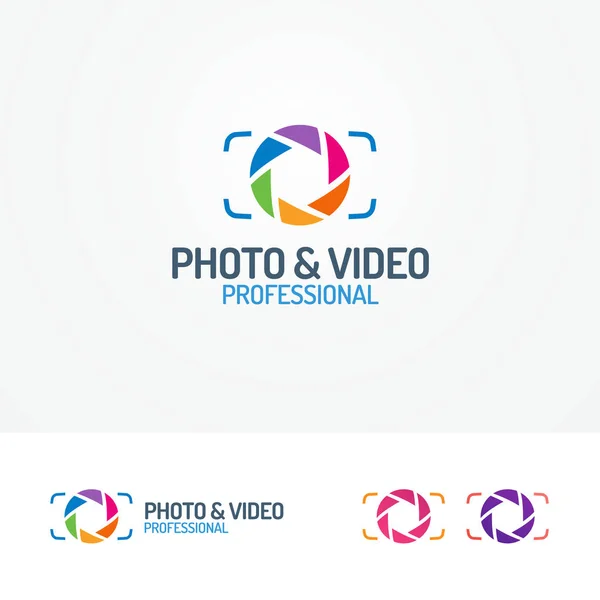 Photo and video logo set with aperture — Stock Vector