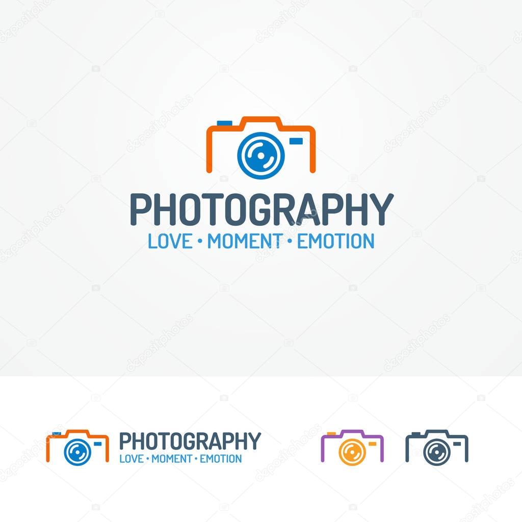Photography logo set with photocamera