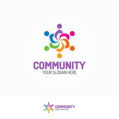 Siluet takım insanlar farklı renk oluşan topluluk logo destek