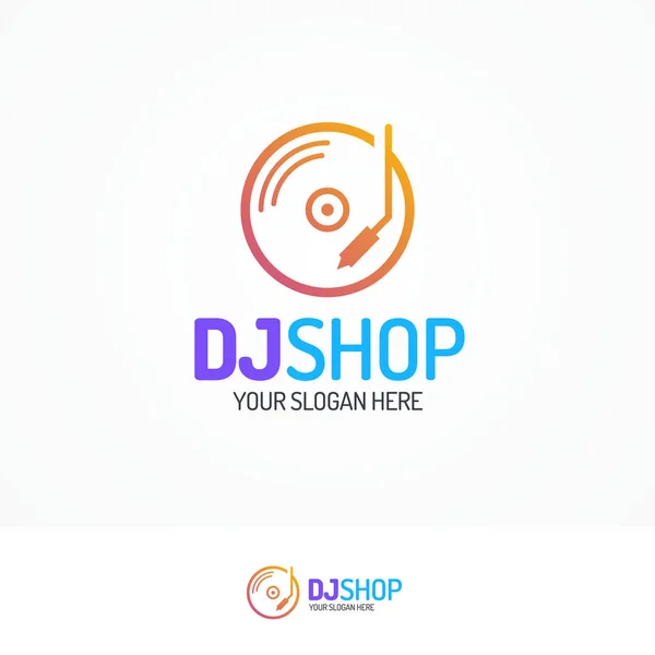 Logotipo da loja Dj definido com linha de ícone de disco estilo de cor moderna —  Vetores de Stock