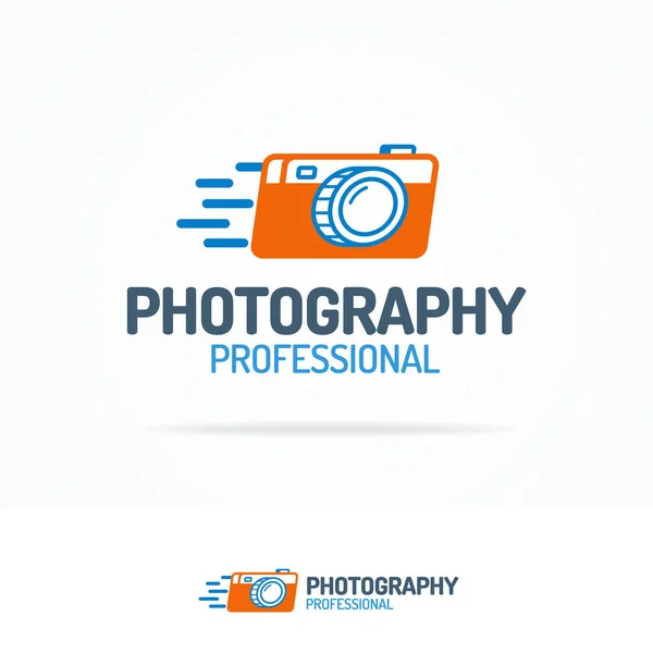 Photography logo set with photocamera color — Stock Vector