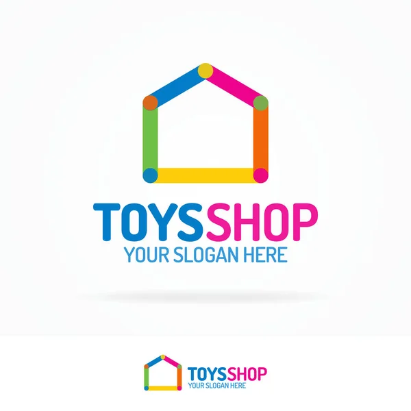 Logotipo da loja de brinquedos definir estilo de cor plana —  Vetores de Stock