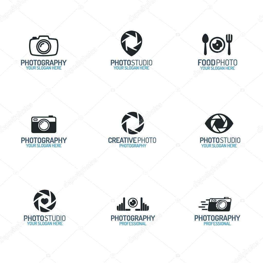 Photography logo set black color style