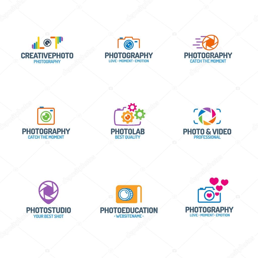 Photography logo set different color style