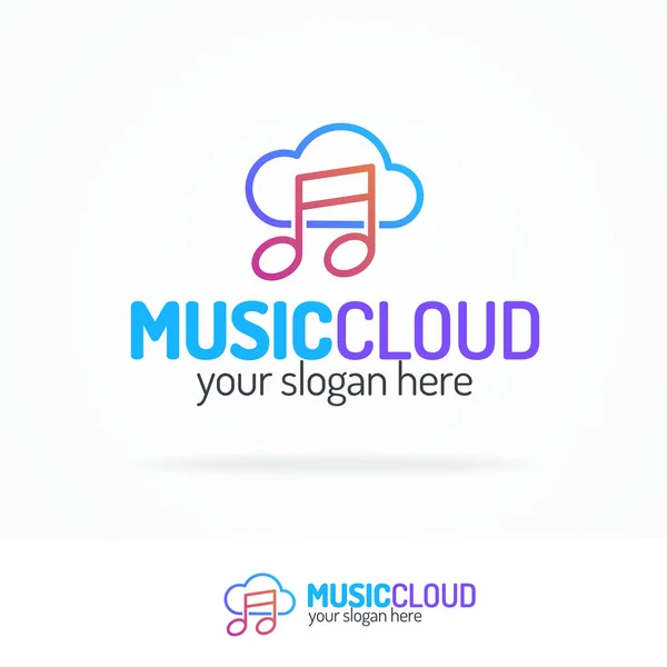 Logotipo de nuvem de música definir estilo de cor moderna —  Vetores de Stock