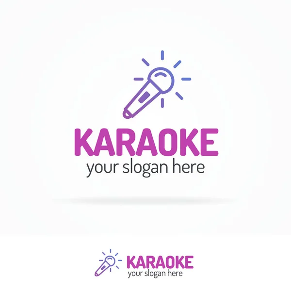 Karaoke logotipo definido com linha de microfone estilo de cor moderna —  Vetores de Stock