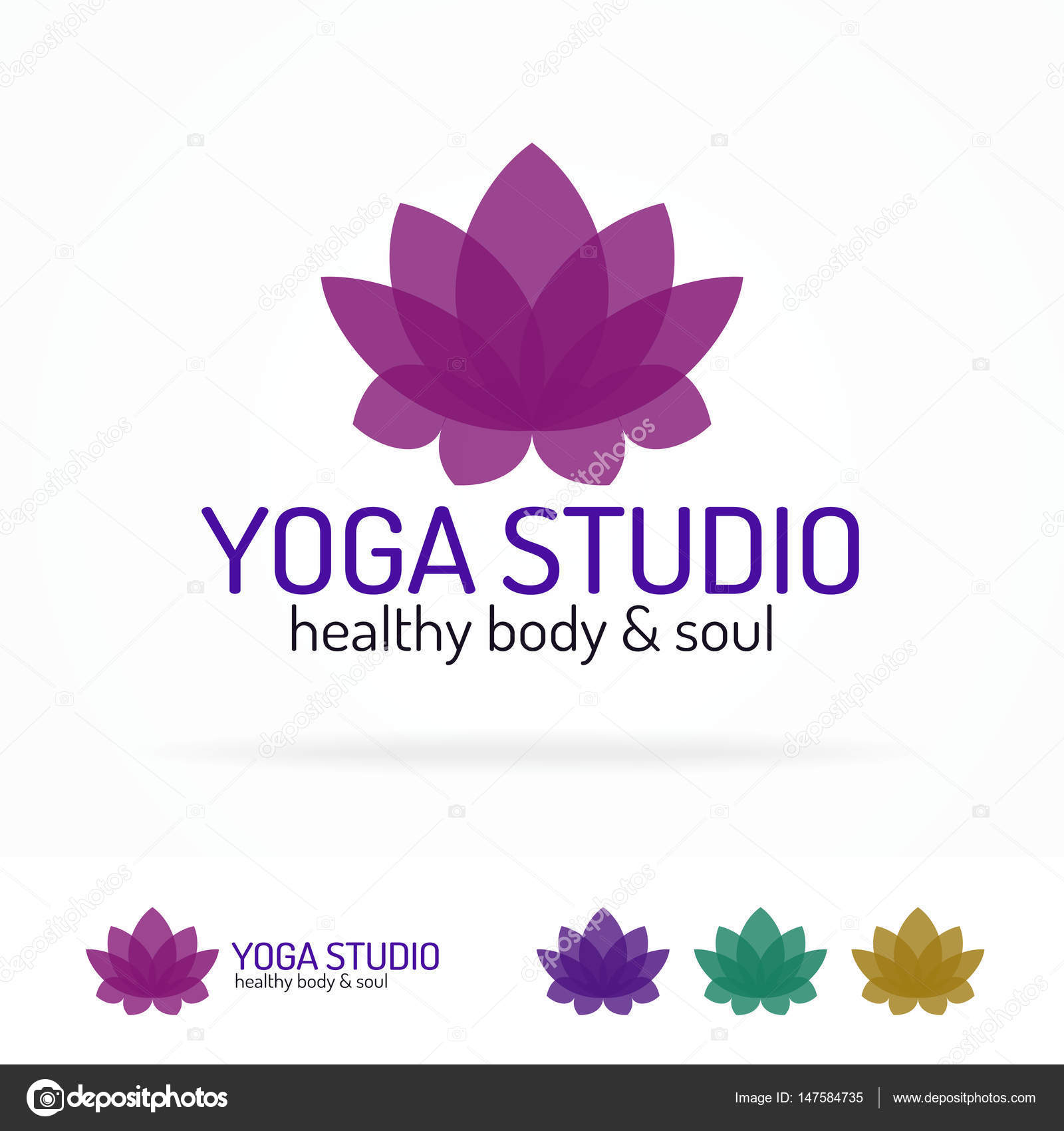 Logo De Studio De Yoga Composé De Lotus Fleur De Couleur