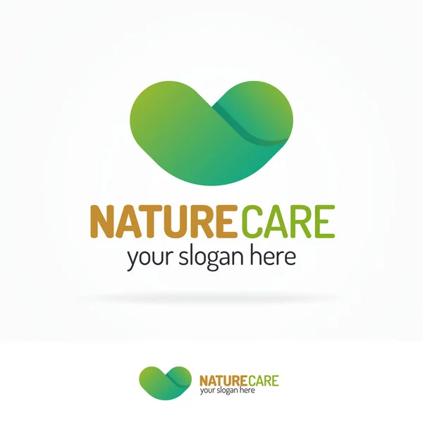 자연 치료 로고 녹색 심장의 구성 설정 — 스톡 벡터