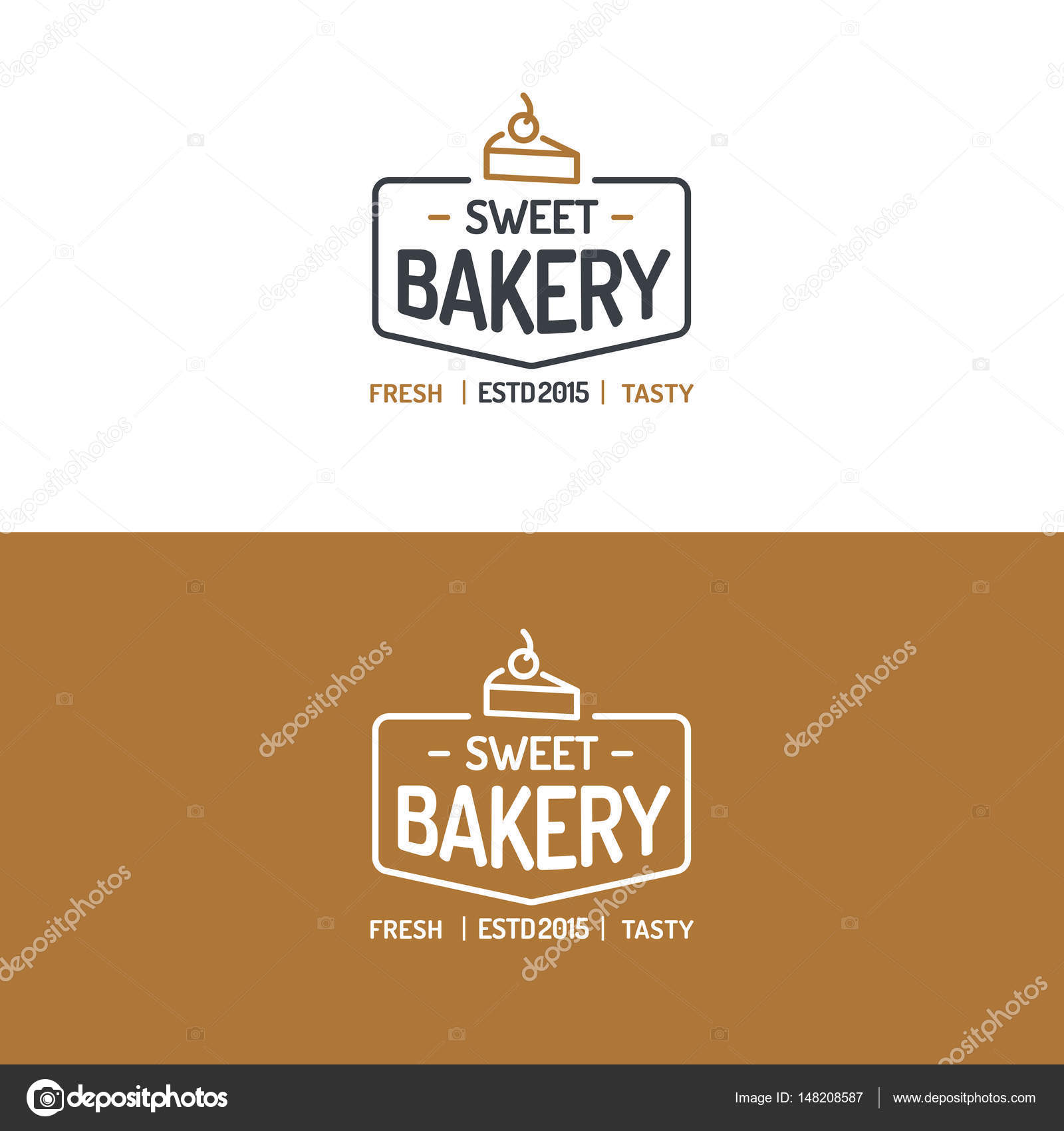 Sweet bakery logo set modern line style Stock Vector Image by ©VI6277