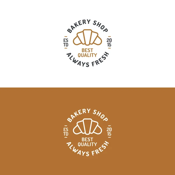Panadería tienda logo conjunto con croissant estilo de línea moderna — Vector de stock