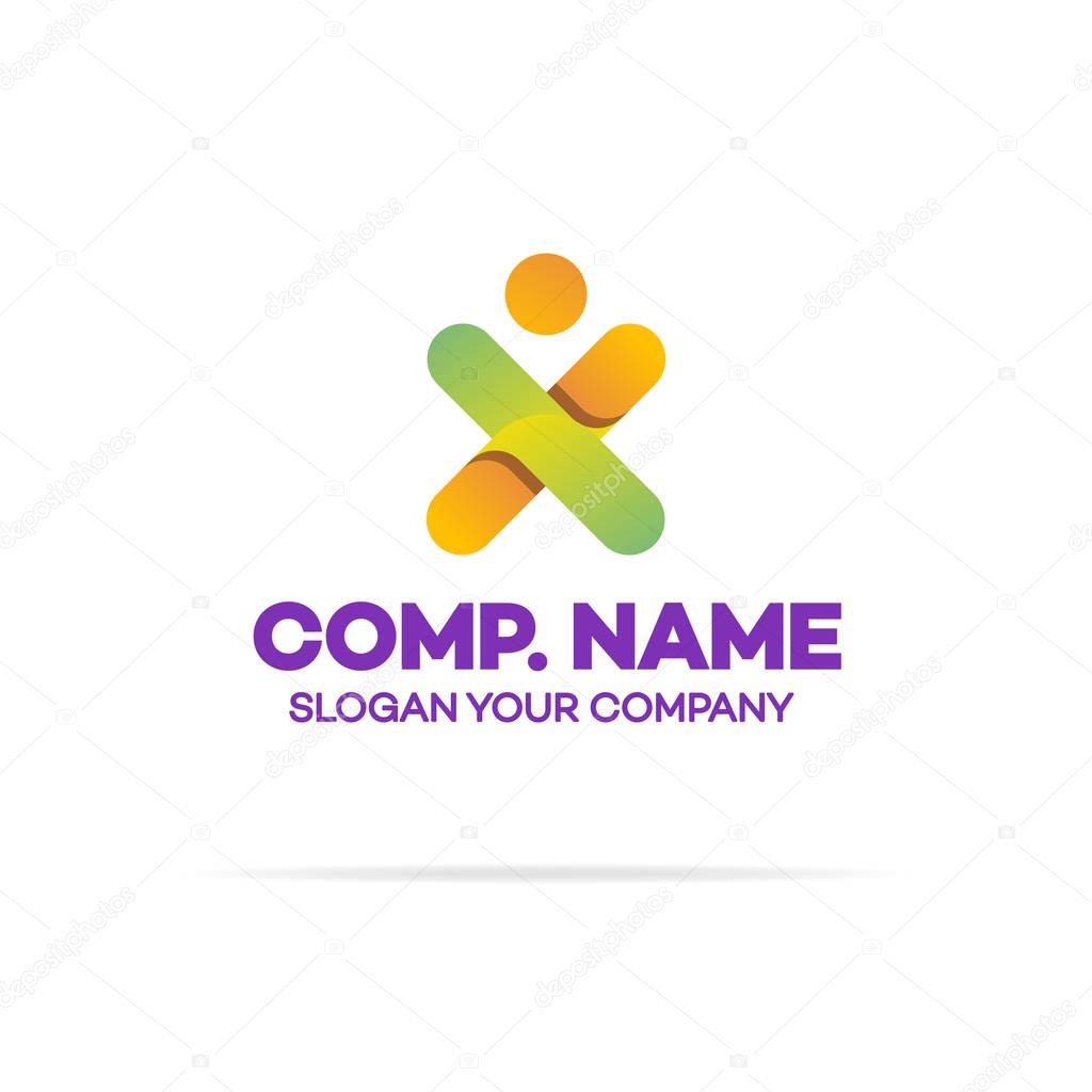 Human logo modern color style for use  personal development, self-knowledge, business company etc. Vector Illustration