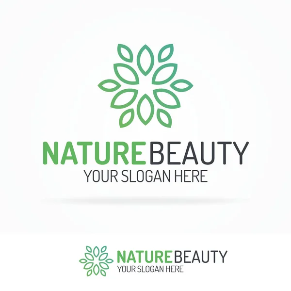자연 아름다움 로고 세트 녹색 잎 — 스톡 벡터