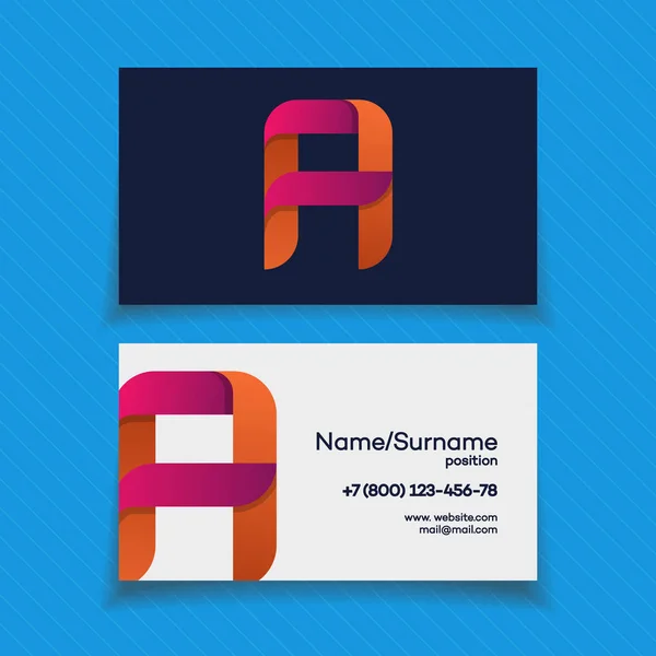 Business card design template with A logo modern color style — Stock Vector