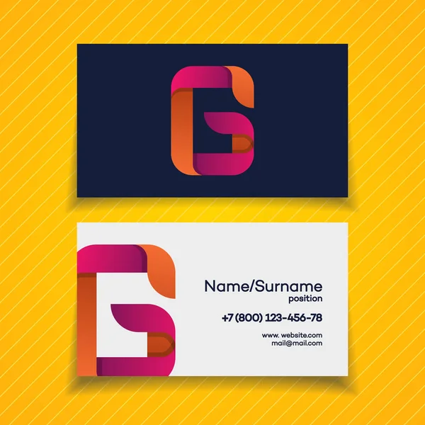 Business card design template with G letter logo modern color style use for game company — Stock Vector