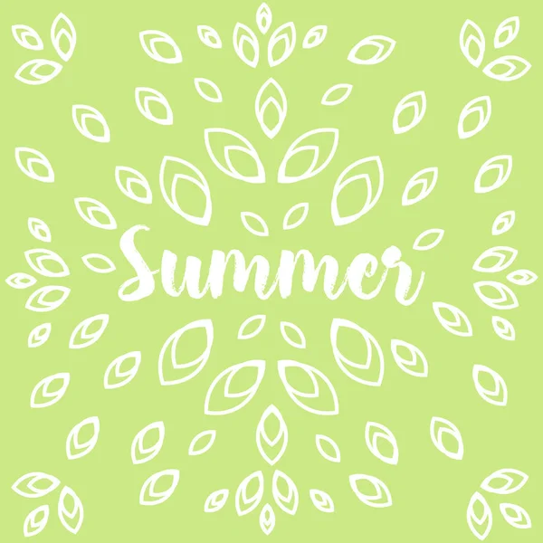 Fundo de verão cor verde com folhas brancas —  Vetores de Stock