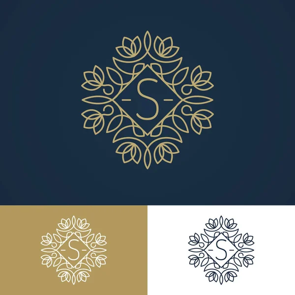 Monograma logotipo definir estilo de linha vintage cores diferentes isoladas no fundo para uso etiqueta do hotel — Vetor de Stock