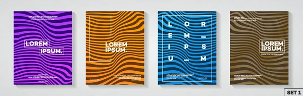 Dekking van de ontwerpsjabloon set met abstracte lijnen moderne kleur kleurovergangsstijl voor poster — Stockvector
