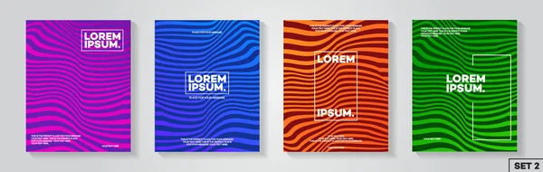 Dekking van de ontwerpsjabloon set met abstracte lijnen moderne kleur kleurovergangsstijl voor decoratie flyer — Stockvector