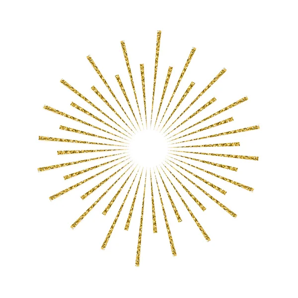 サンバースト ゴールド キラキラ、白い背景で隔離の効果です。光バースト ロゴ、ラベル、バッジのデザイン要素を使用。ベクトル図 — ストックベクタ