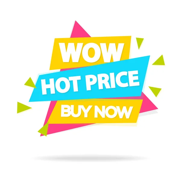 Sale sticker with sign wow hot price buy now for special offer, advertisement tag, sale, big sale, mega sale, hot price, discount poster isolated on white background. Vector Illustration — Stock Vector