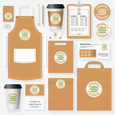 Çiftlik taze Dükkanı kurumsal kimlik şablonu