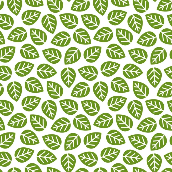 Leaves seamless pattern green color on white background — Stock Vector