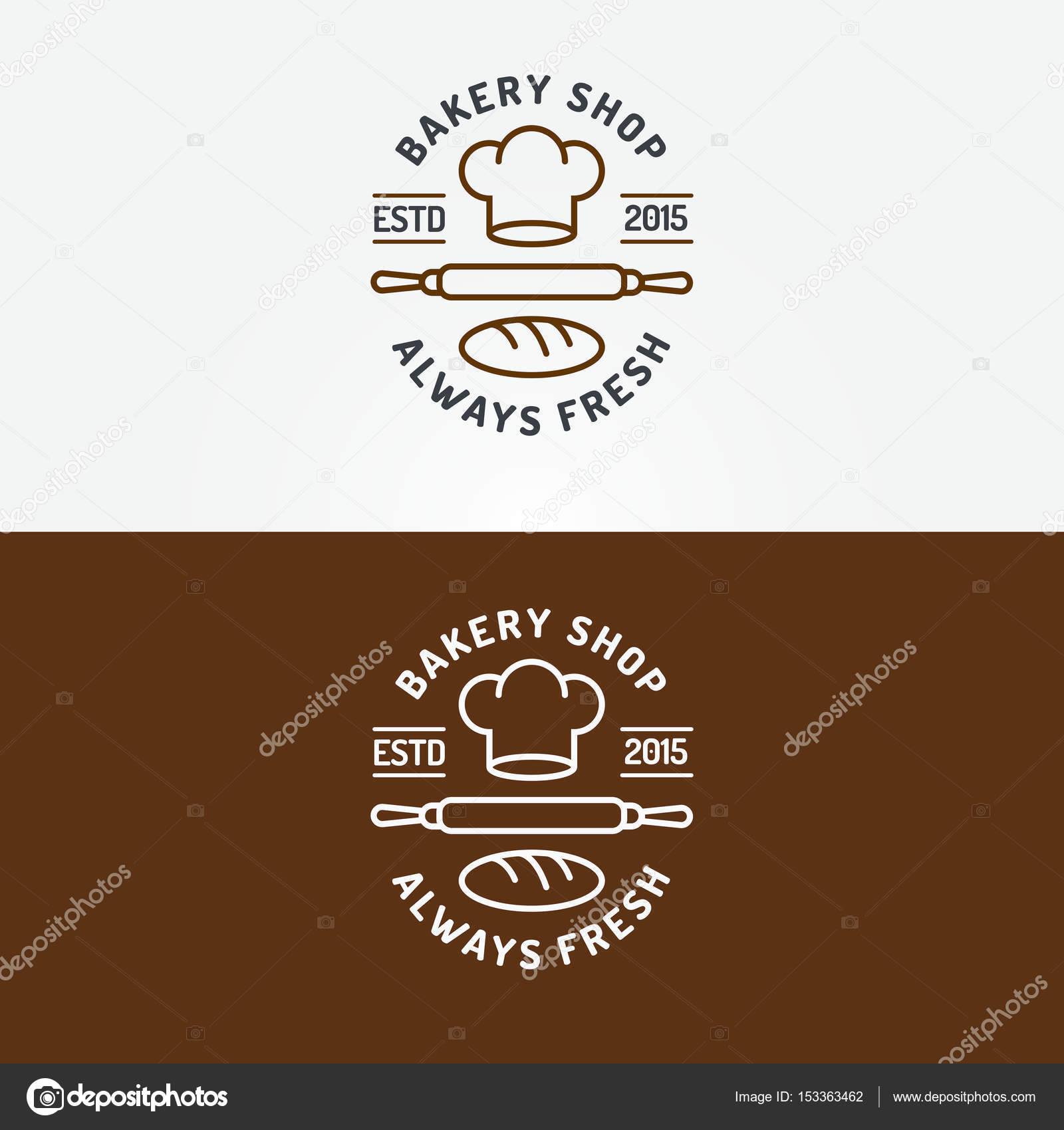 Bakery Shop Logo Set With Chefs Hat Plunger And Loaf For Bread