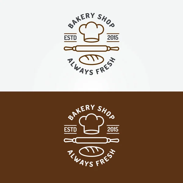 Conjunto de logotipo de panadería con chefs sombrero, émbolo y pan — Vector de stock