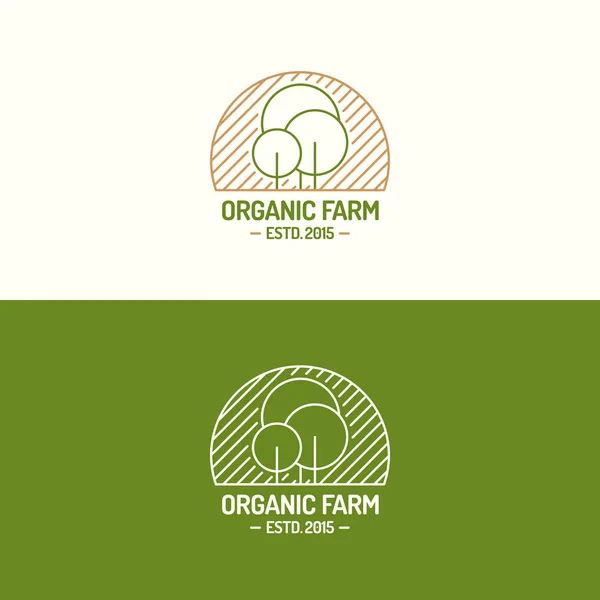 Logotipo da fazenda orgânica definir linha de cores com árvores para empresa de natureza agrícola fresca, loja ecológica —  Vetores de Stock