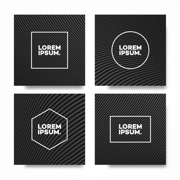 Plantilla de diseño de cubierta de forma cuadrada con líneas de color negro para libro de decoración — Vector de stock