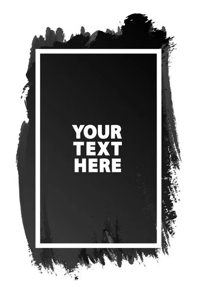 Banner de acuarela ubicación vertical textura grunge color negro con forma cuadrada marco blanco para la venta — Vector de stock