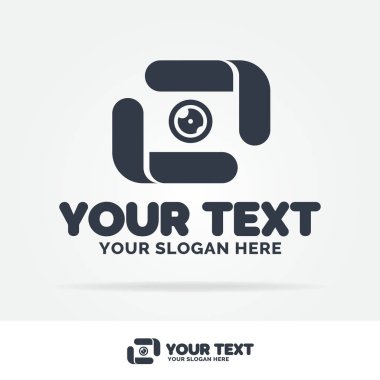 Fotoğraf logo ayarlamak objektif ve çizgiler ile siyah renk fotoğraf stüdyosu, okul, düğün ve vb.