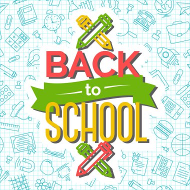 Kalem ile okul kartına yedekleme ve okul malzemeleri seamless modeli üzerinde kalem