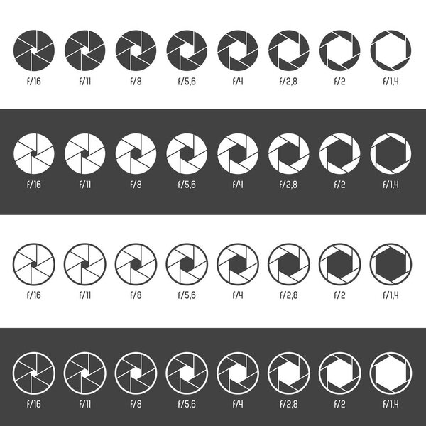 Набор значков диафрагмы устройства на белом фоне Vector Illu

