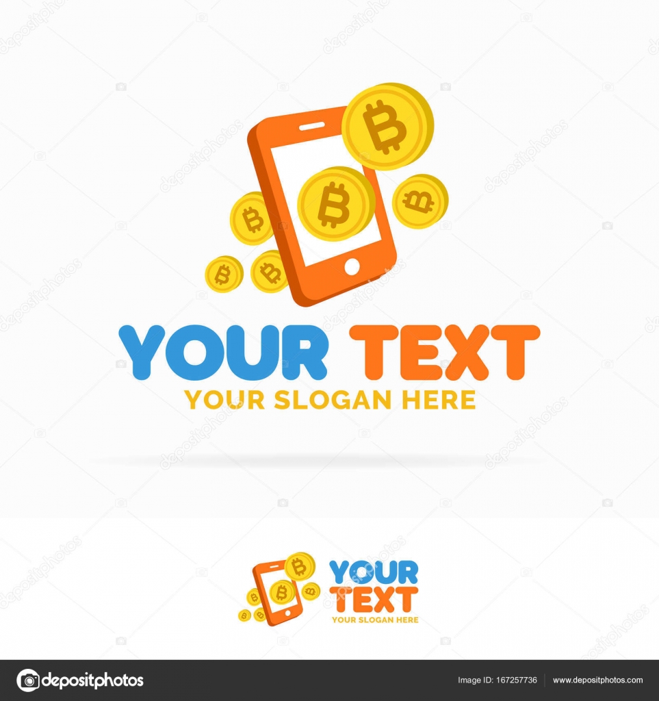 Bitcoin Payment Mobile Logo Set Consisting Of Flying Money - 