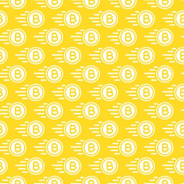 Para beyaz renk uçan oluşan Bitcoin seamless modeli