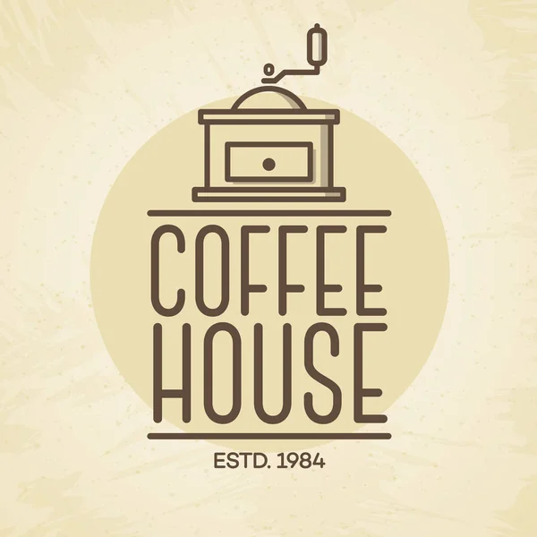 Logotipo de la cafetería con la línea de la máquina de café estilo aislado en el fondo para café, tienda — Vector de stock
