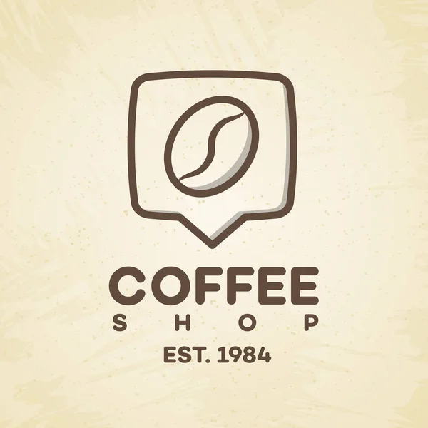Logotipo de la casa de café con pin y grano de café estilo de línea aislado en el fondo para café, tienda — Vector de stock