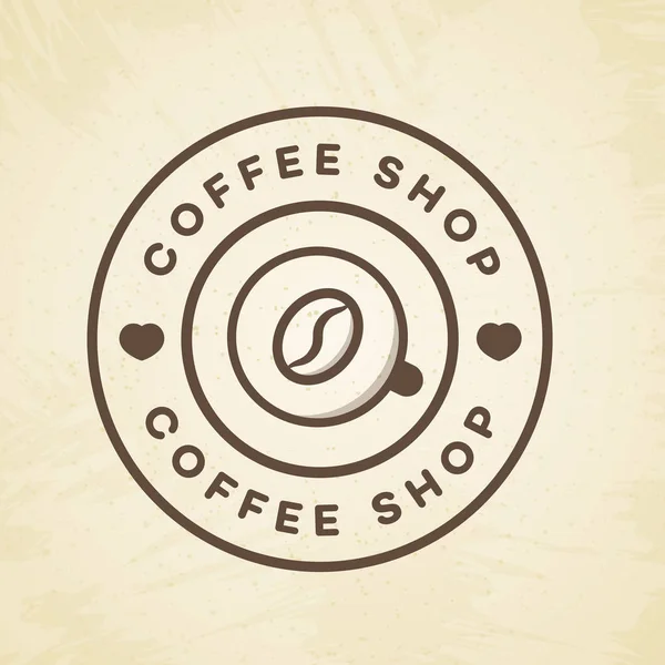 Coffee shop logo s šálkem kávy a bean styl čáry na pozadí pro kavárnu, obchod, samostatný — Stockový vektor