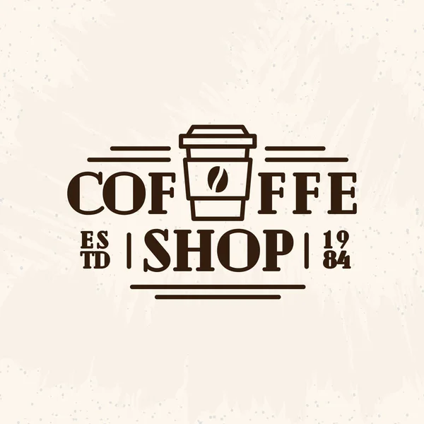 Логотип кафе с бумажной чашкой кофе черный цвет линии стиль изолирован на заднем плане для кафе — стоковый вектор