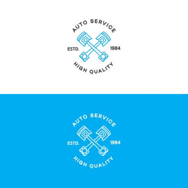Otomatik otomatik hizmet logosu set çizgi stili oto tamircisi için arka plan üzerinde izole