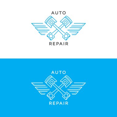 Otomatik onarım logosu set çizgi stili otomatik Servisi salonu için arka plan üzerinde izole