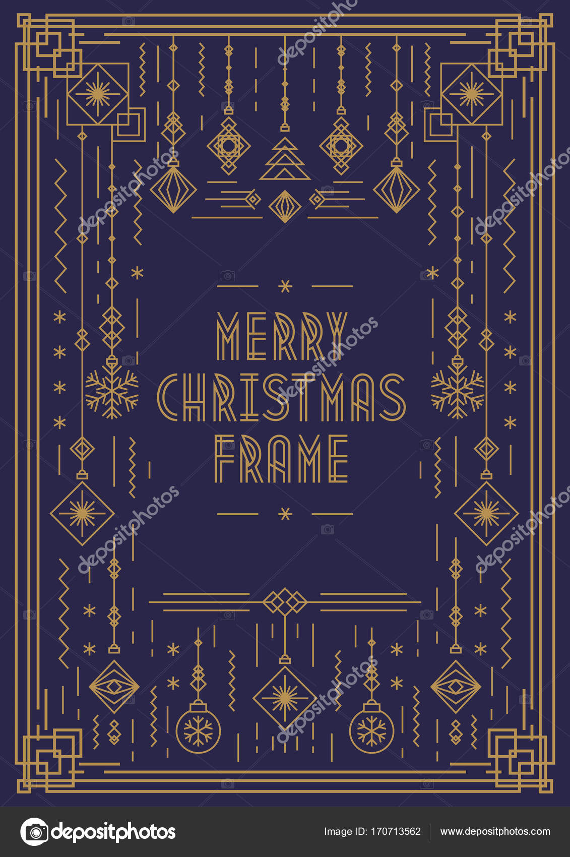 Modèle de cadre joyeux Noël avec couleur du style or art