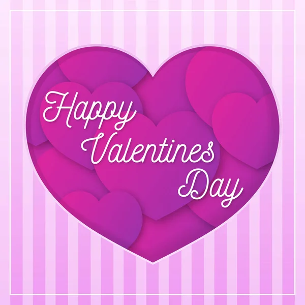 Tarjeta de felicitación del día de San Valentín con felicitación en los corazones de fondo para banner de venta de uso — Vector de stock